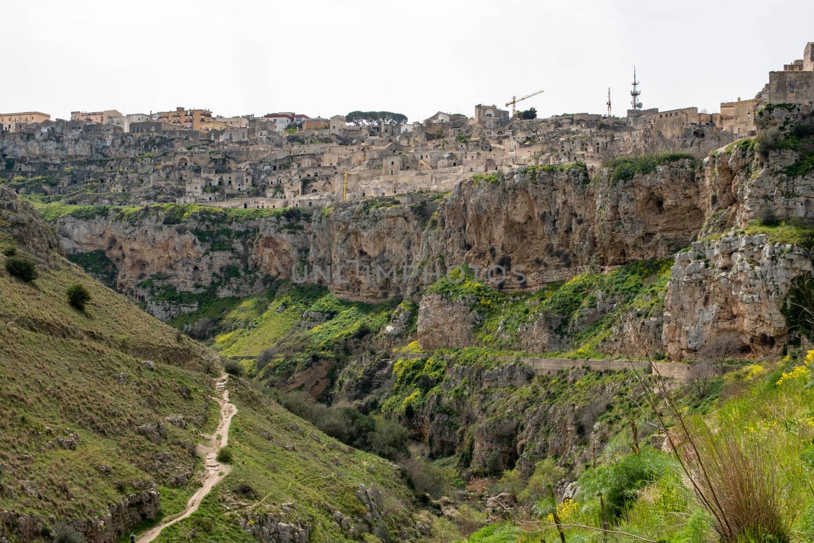 View over the canyon of Matera in Italy