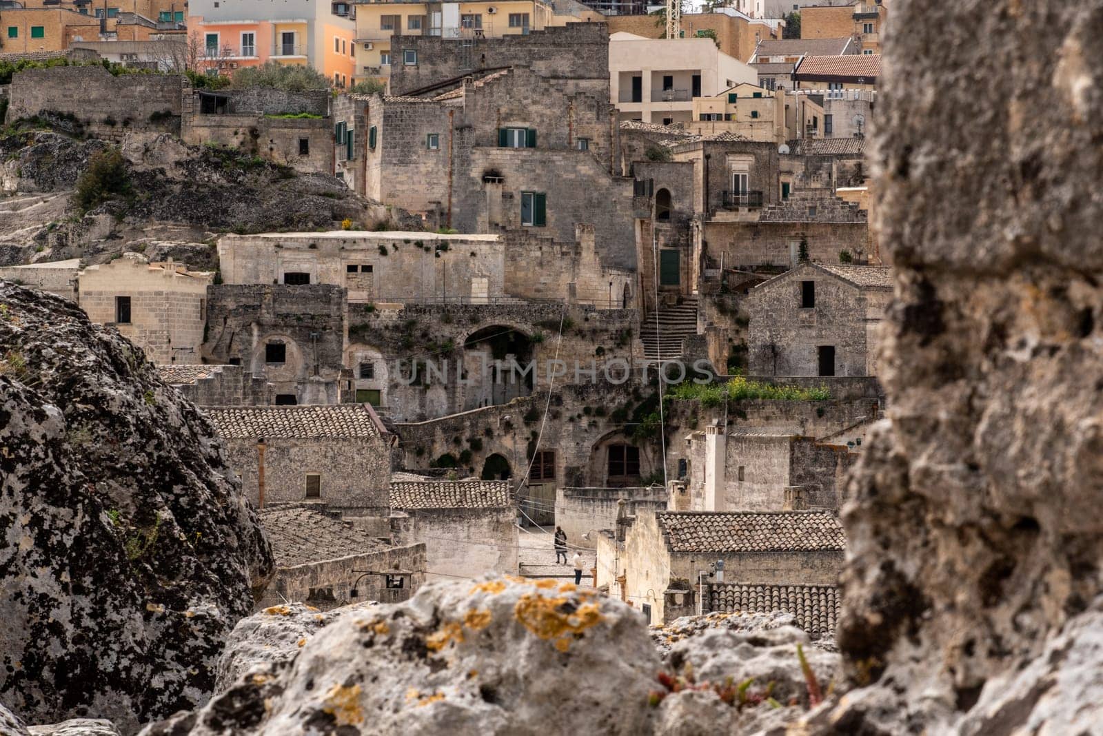 Detail of historic houses in Sassi di Matera, Italy
