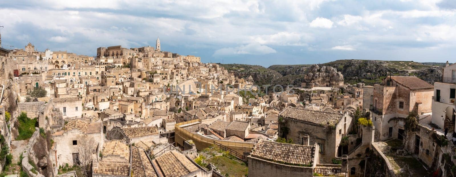 Scenic view of famous historic downtown Matera in Italy