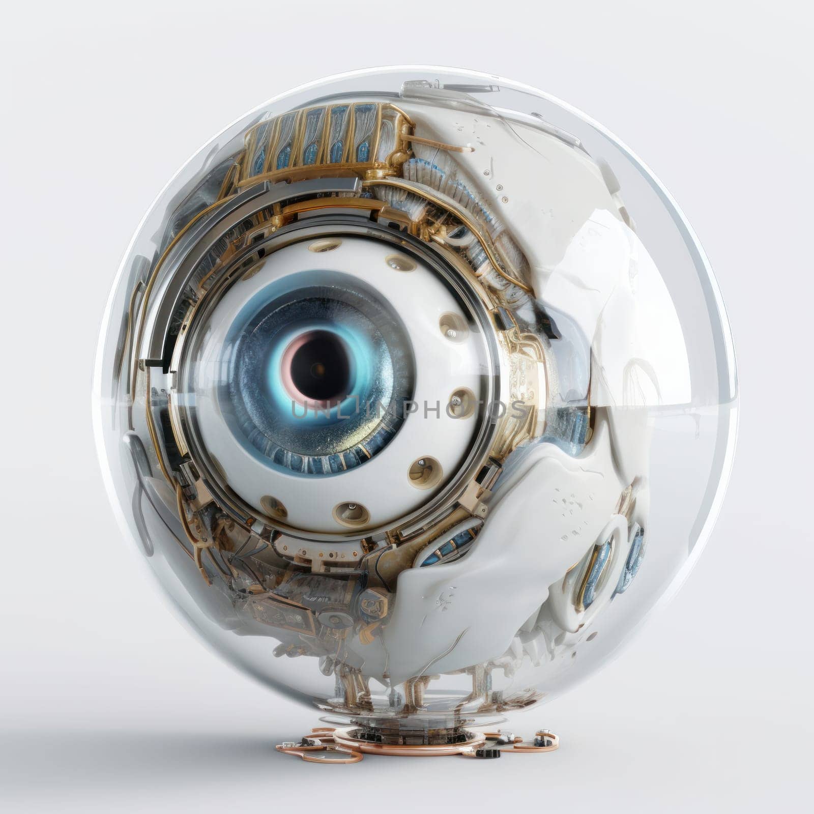 Perfect symbol of future technology, robotic eye with advanced artificial intelligence and innovative engineering. Mechanical object with a large eye, representation of a bionic eye. AI Generative