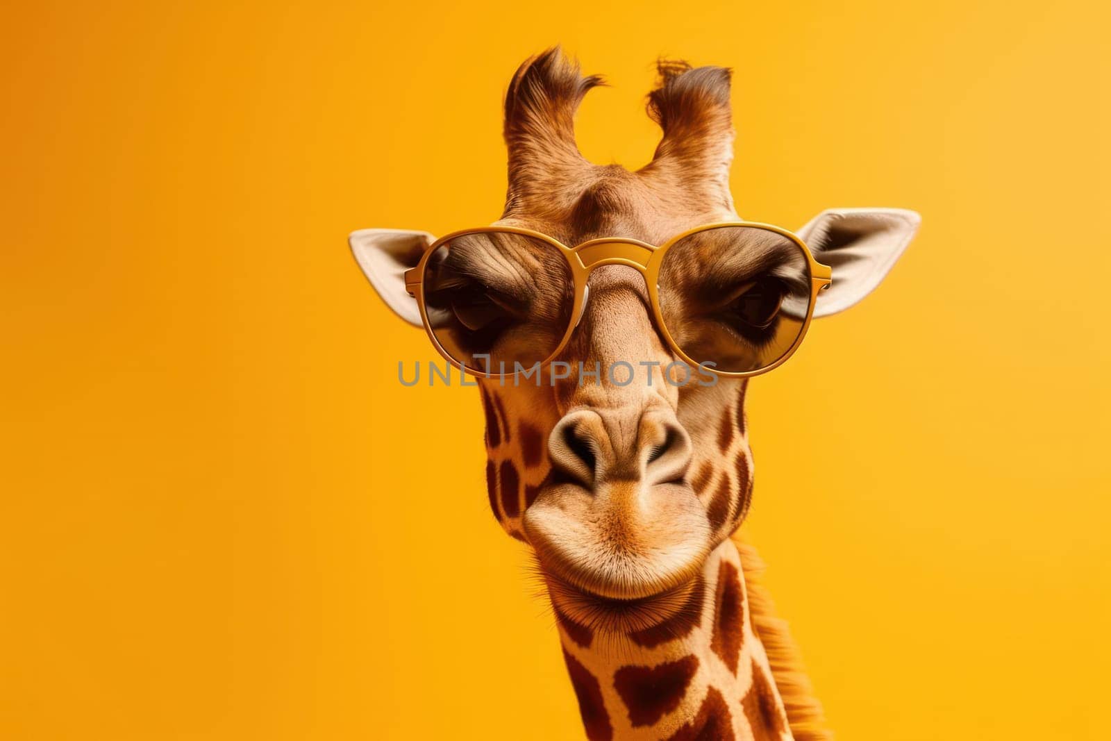 This cool and trendy giraffe in sunglasses is a standout in any collection. Perfect for summer themes and nature lovers. AI Generative.
