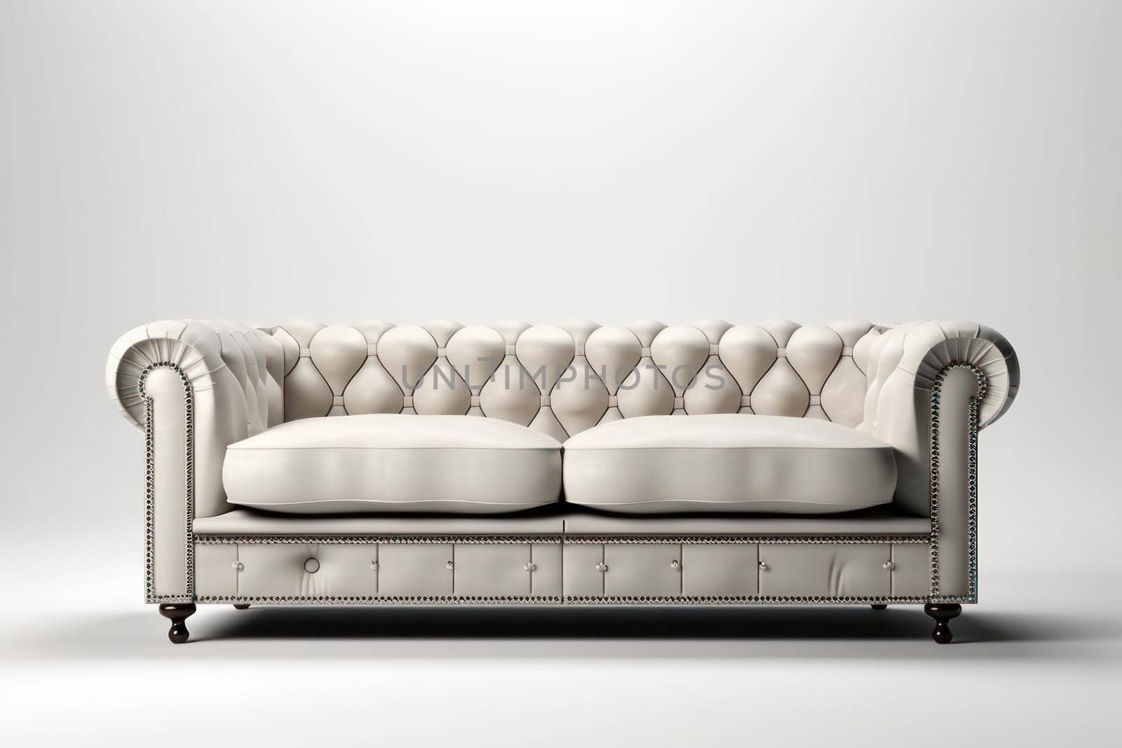 Stylish leather couch with a pop of yellow cushion, creating a chic and modern feel. Perfect for any minimalist interior design. AI Generative.