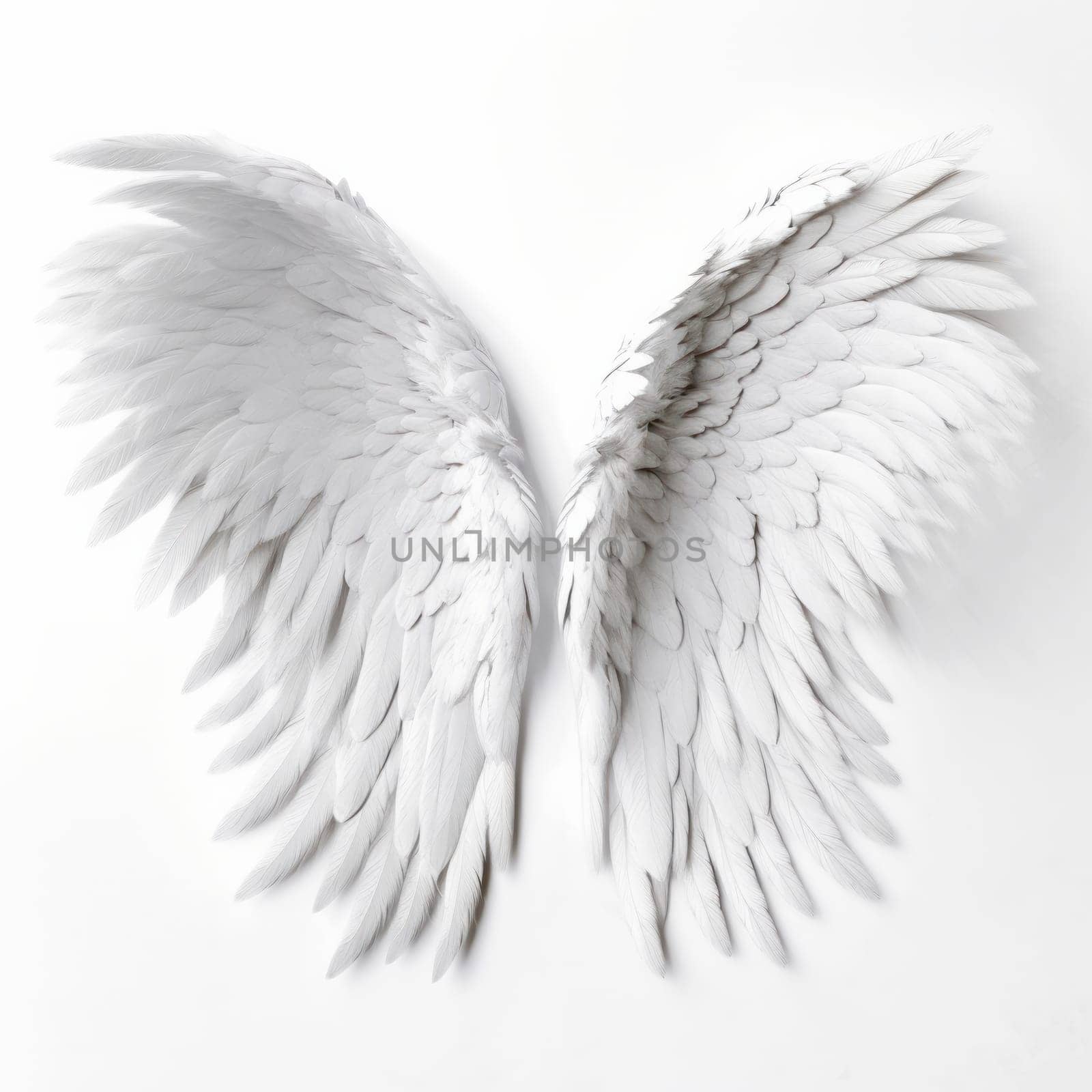 Abstract ethereal wings isolated on white, conveying a sense of spirituality and magic. AI Generative
