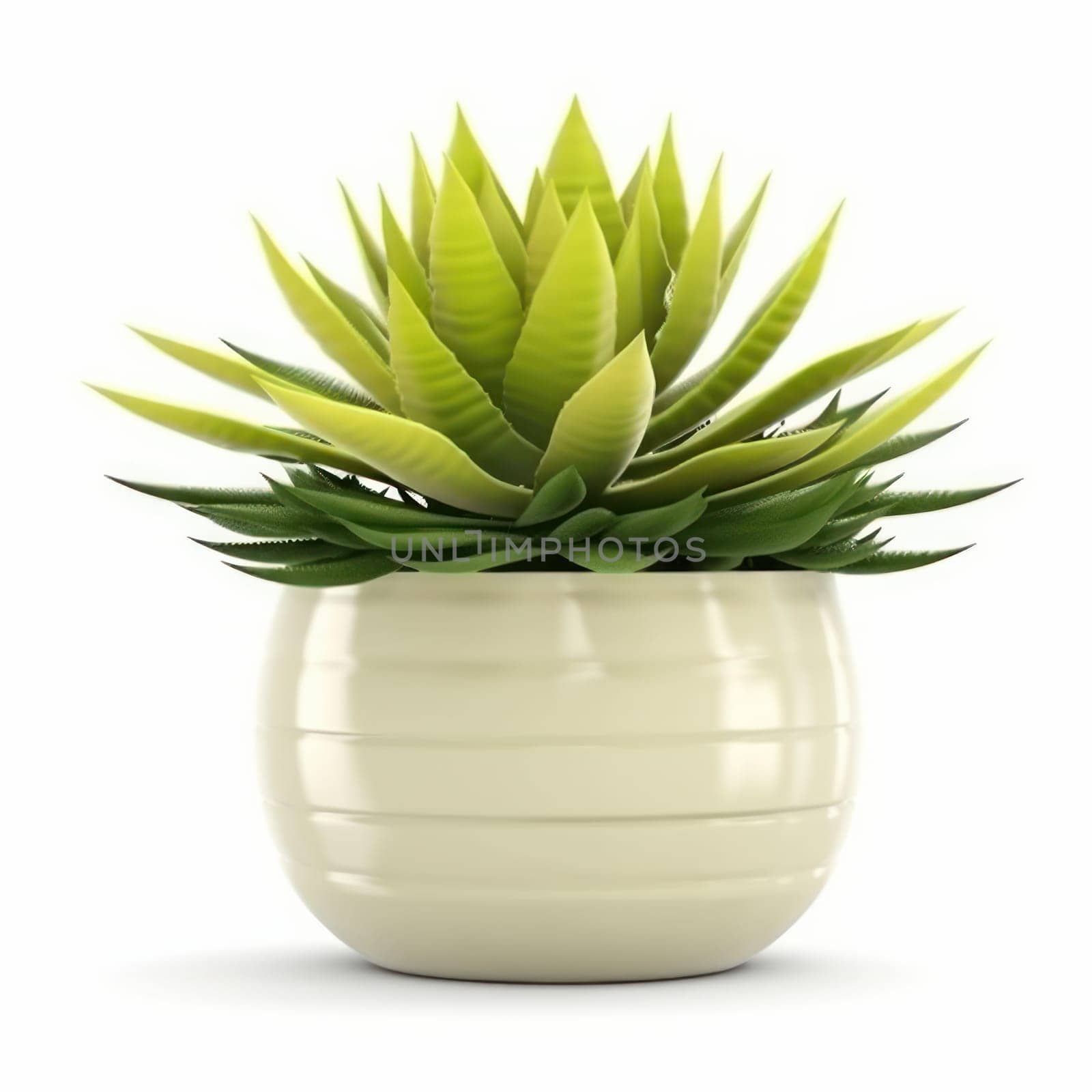 A beautiful houseplant in a modern white planter, perfect for any decor style. Enhance your indoor living space and promote a healthy lifestyle. AI Generative.