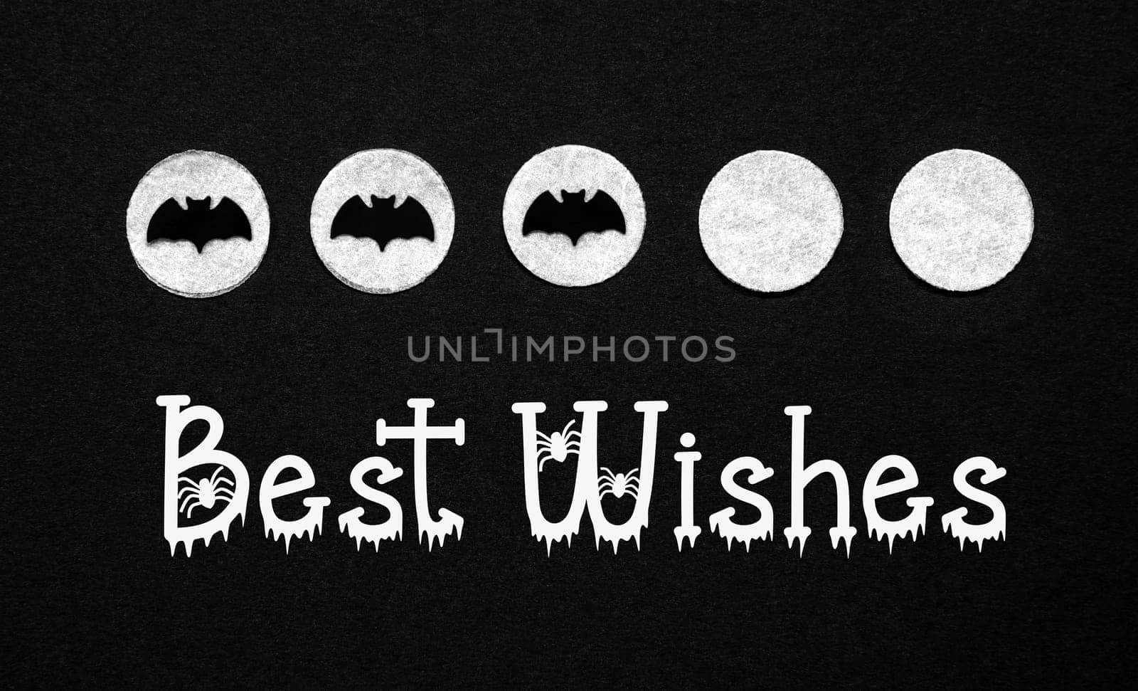 Black Halloween Background With White Dots With Bats and Text Best Wishes