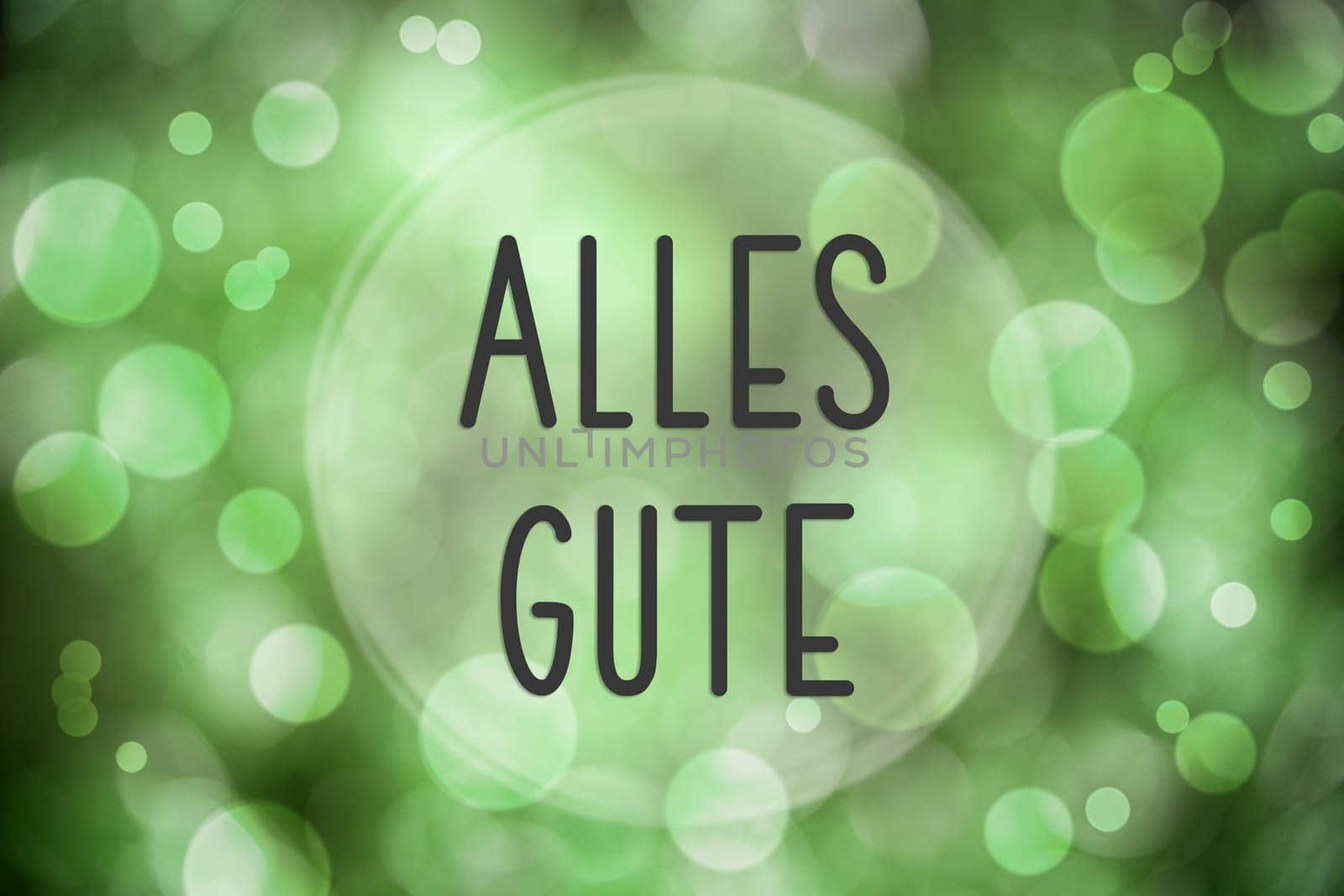 Green Shiny And Sparkling Blurry Christmas Background With German Text Alles Gute, Which Means Best Wishes In English