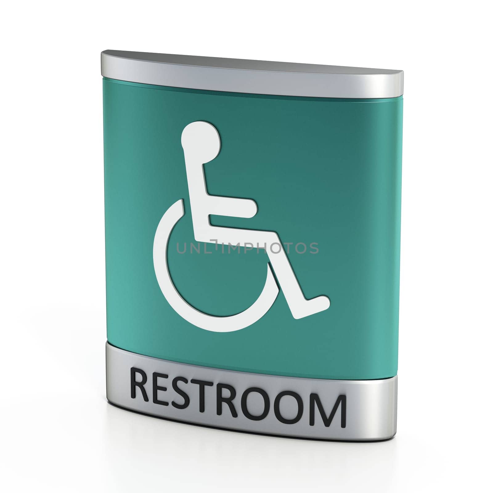 Restroom sign isolated on white background. 3D illustration.