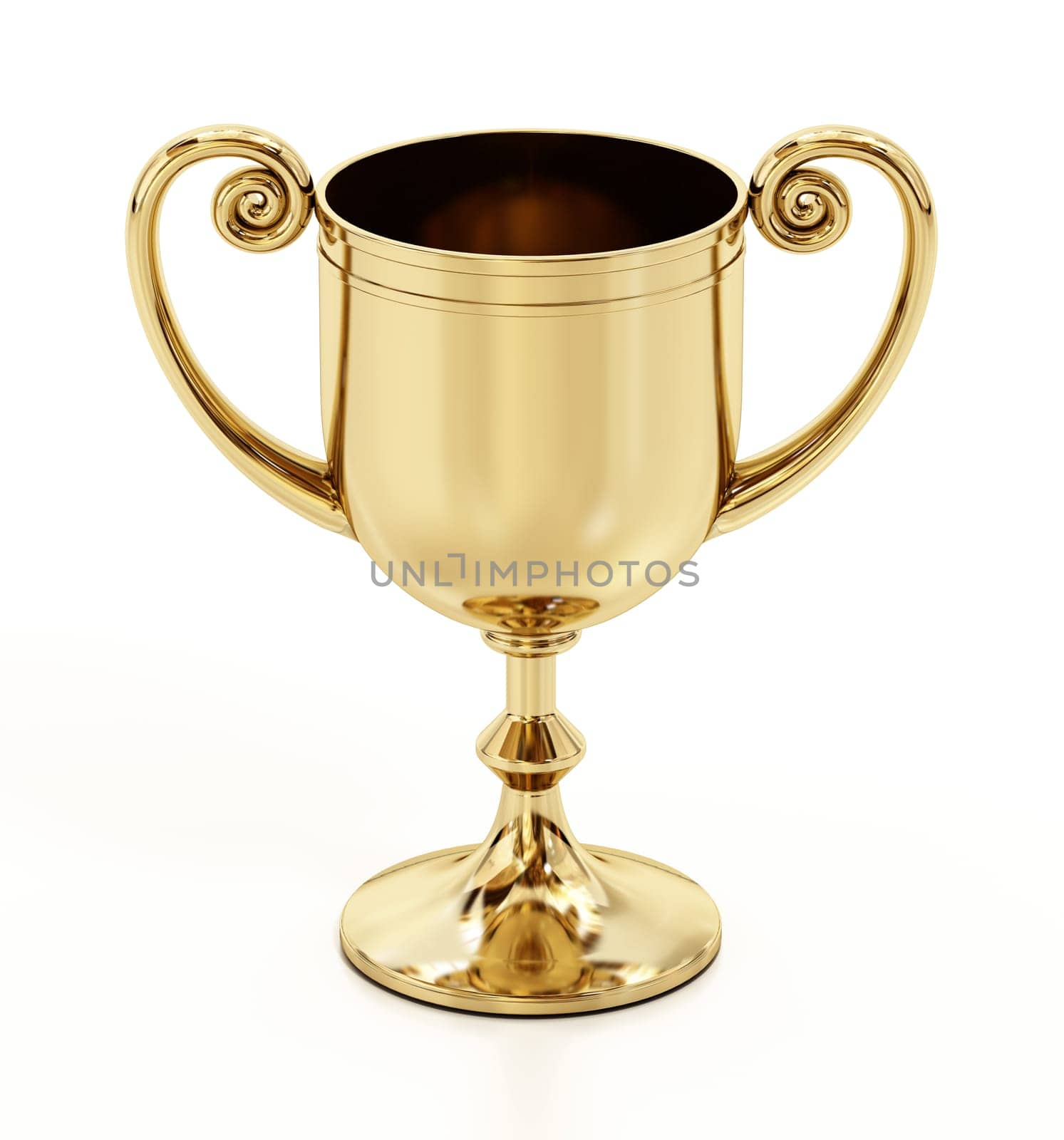 Gold cup isolated on white background. 3D illustration.
