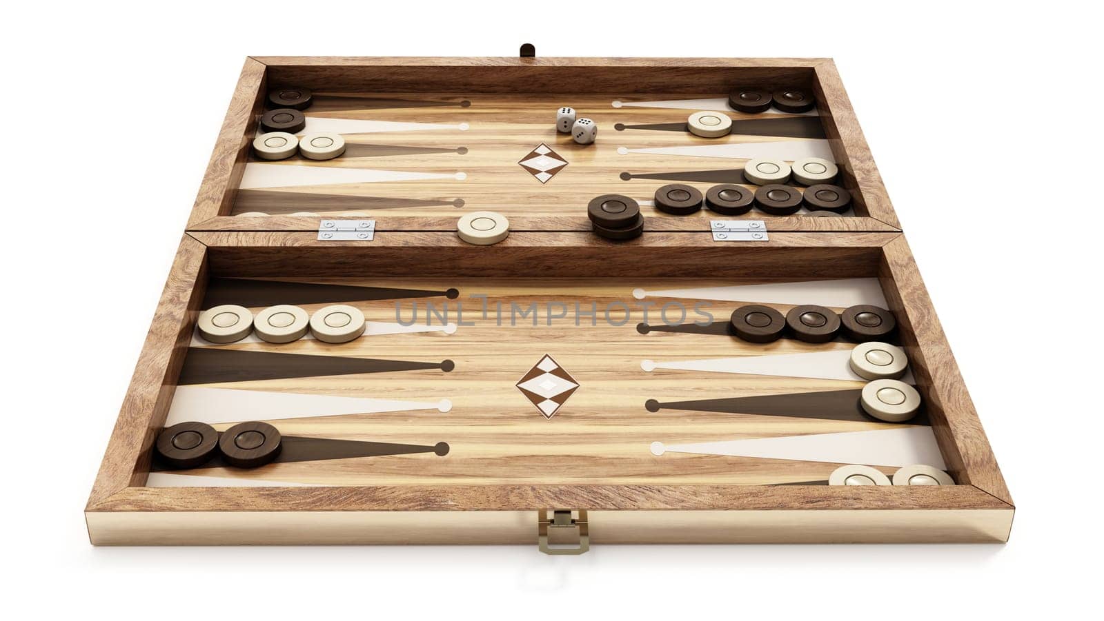 Backgammon isolated on white background. 3D illustration.