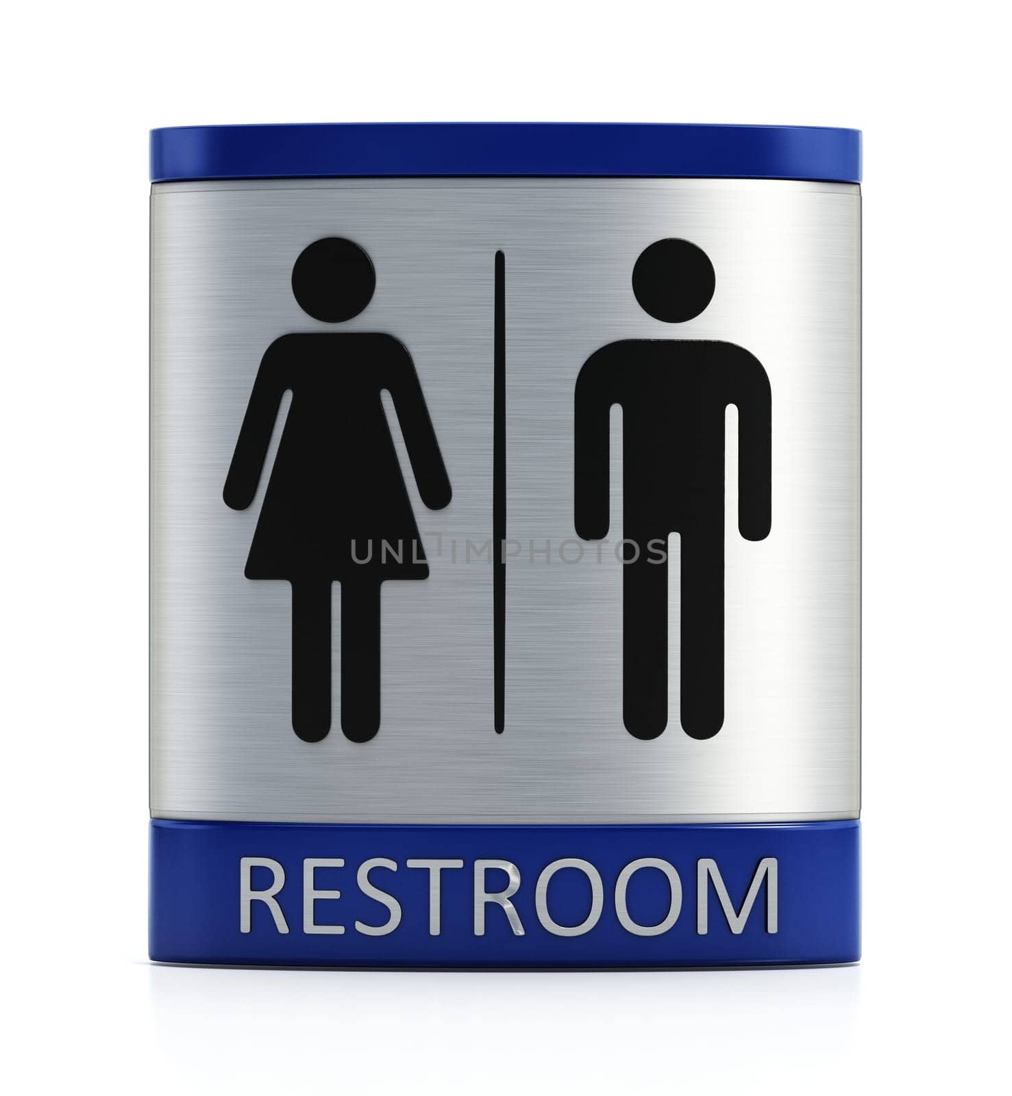 Restroom sign isolated on white background. 3D illustration.