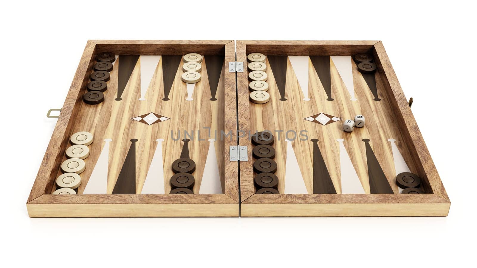 Backgammon isolated on white background. 3D illustration.