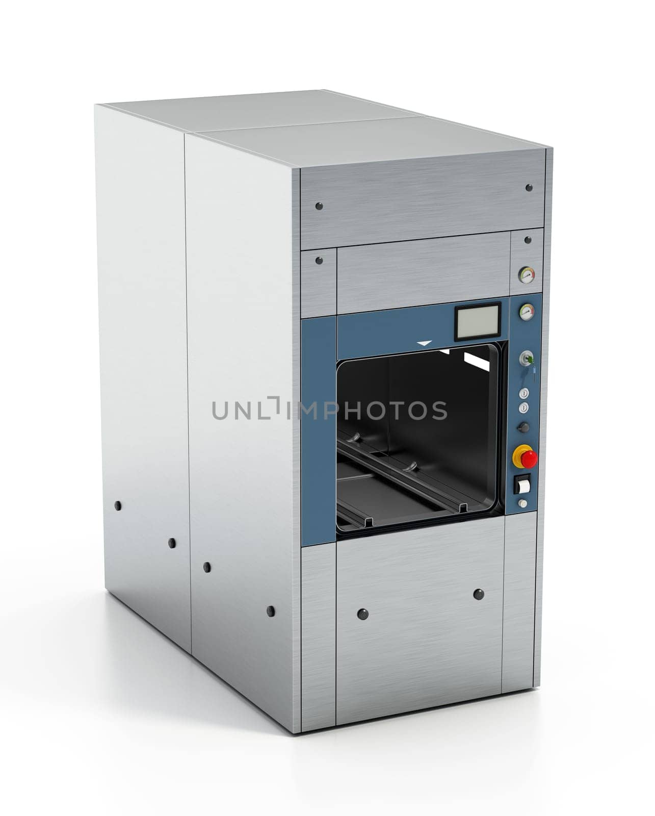Compact hospital steam sterilizer isolated on white background. 3D illustration.