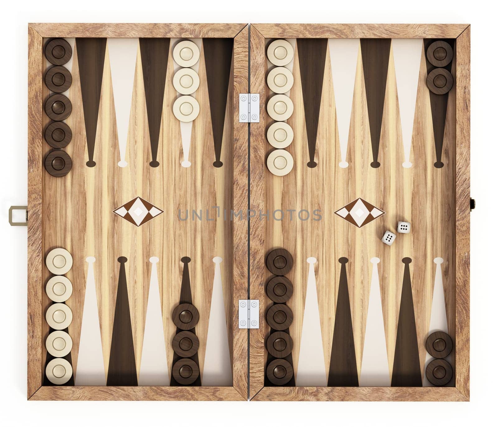 Backgammon isolated on white background. 3D illustration.