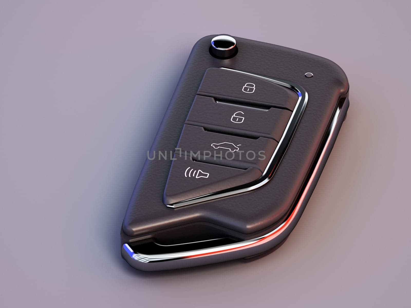Flip car key isolated on gray background. 3D illustration.