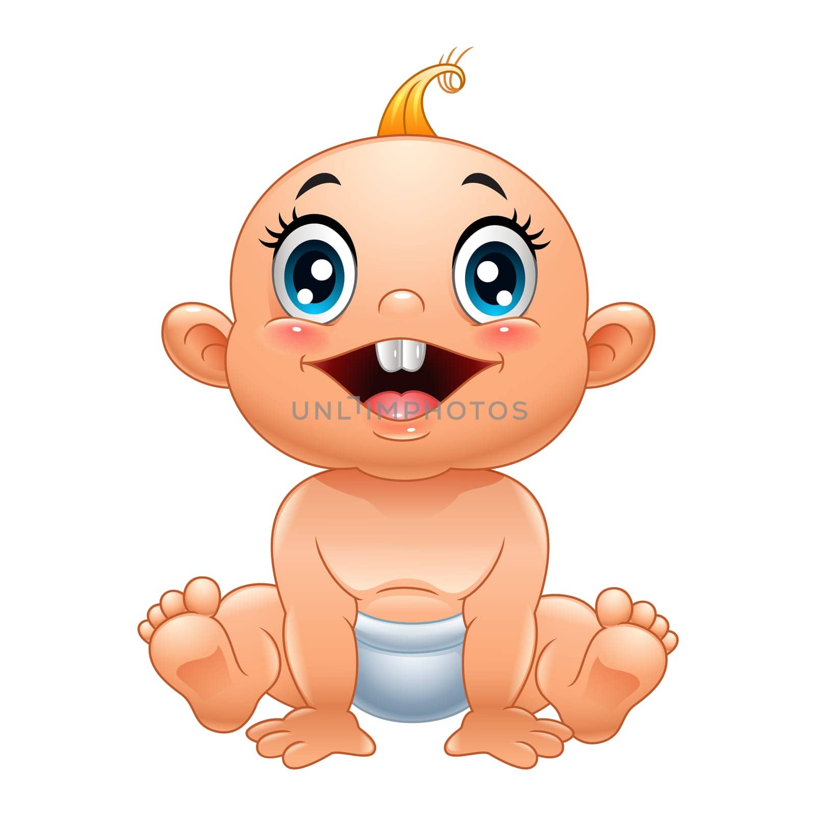 Cute baby sitting isolated on white background