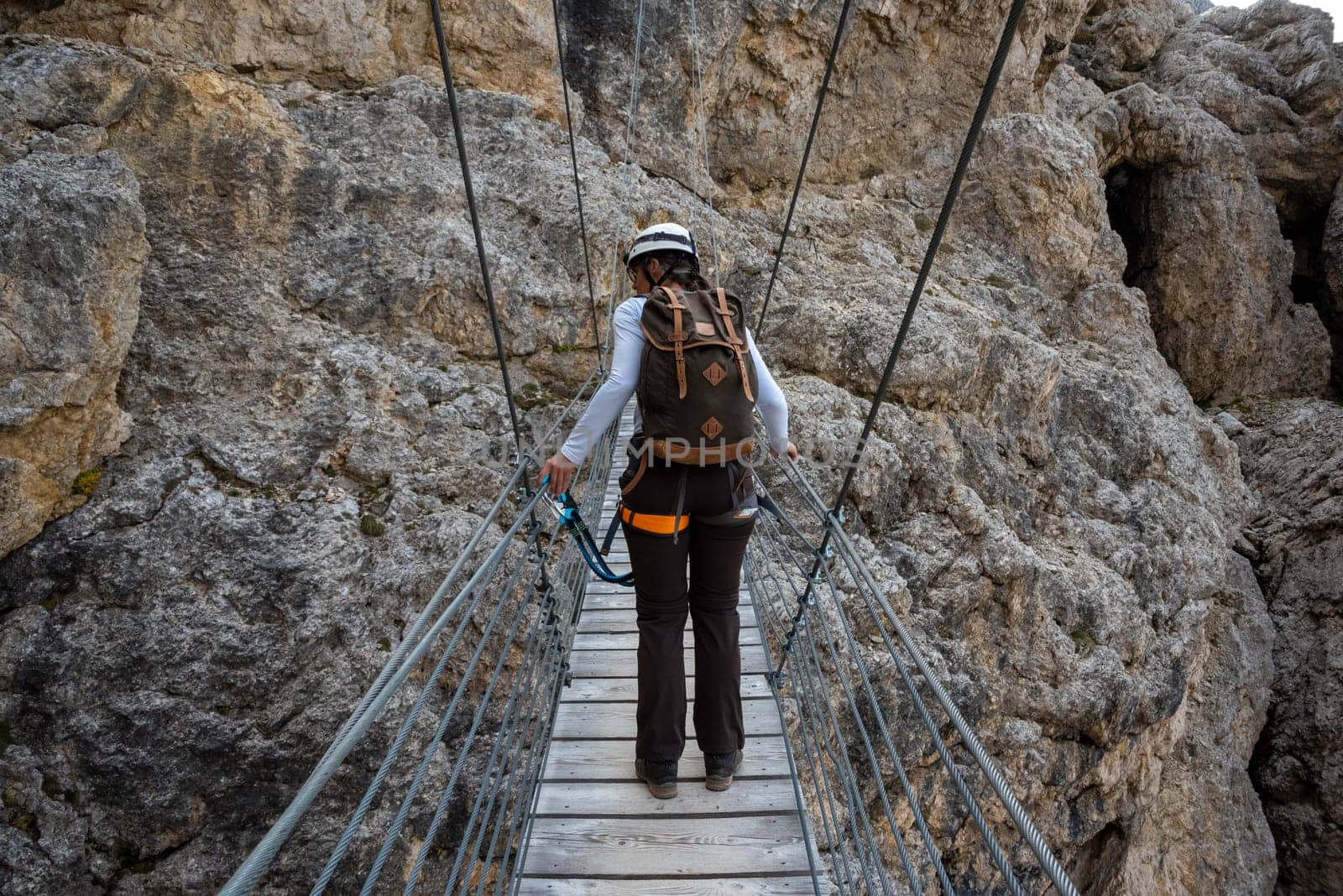 Adventurous hike up to mount Lagazuoi in the Dolomite Alps, autonomous pronvince of South Tirol in Italy