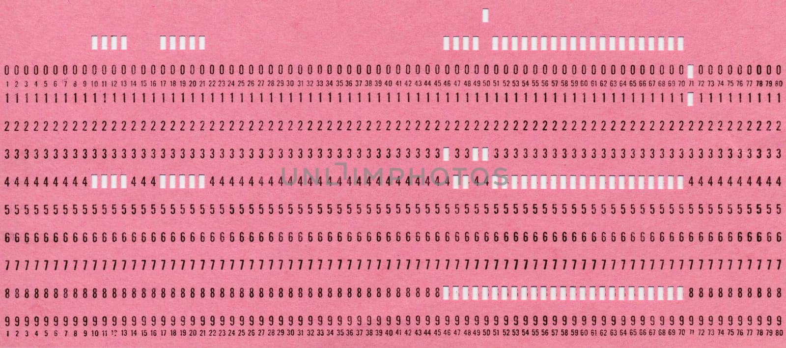 vintage punched card for computer data storage and programming