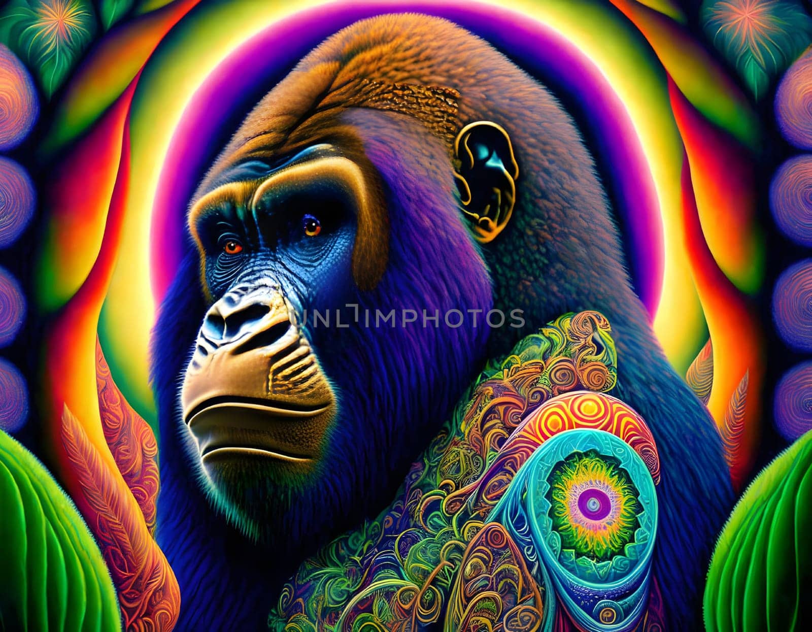 Gorilla monkey fantasy portrait - Generative AI