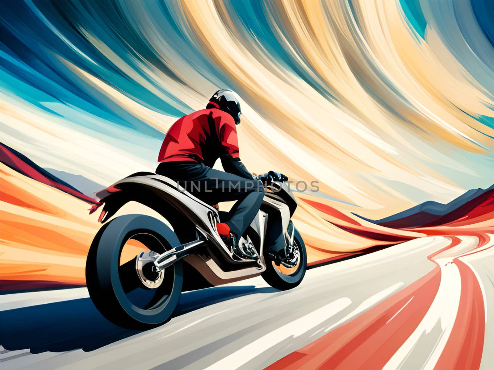 Motorbike speed in colorful background - Generative AI