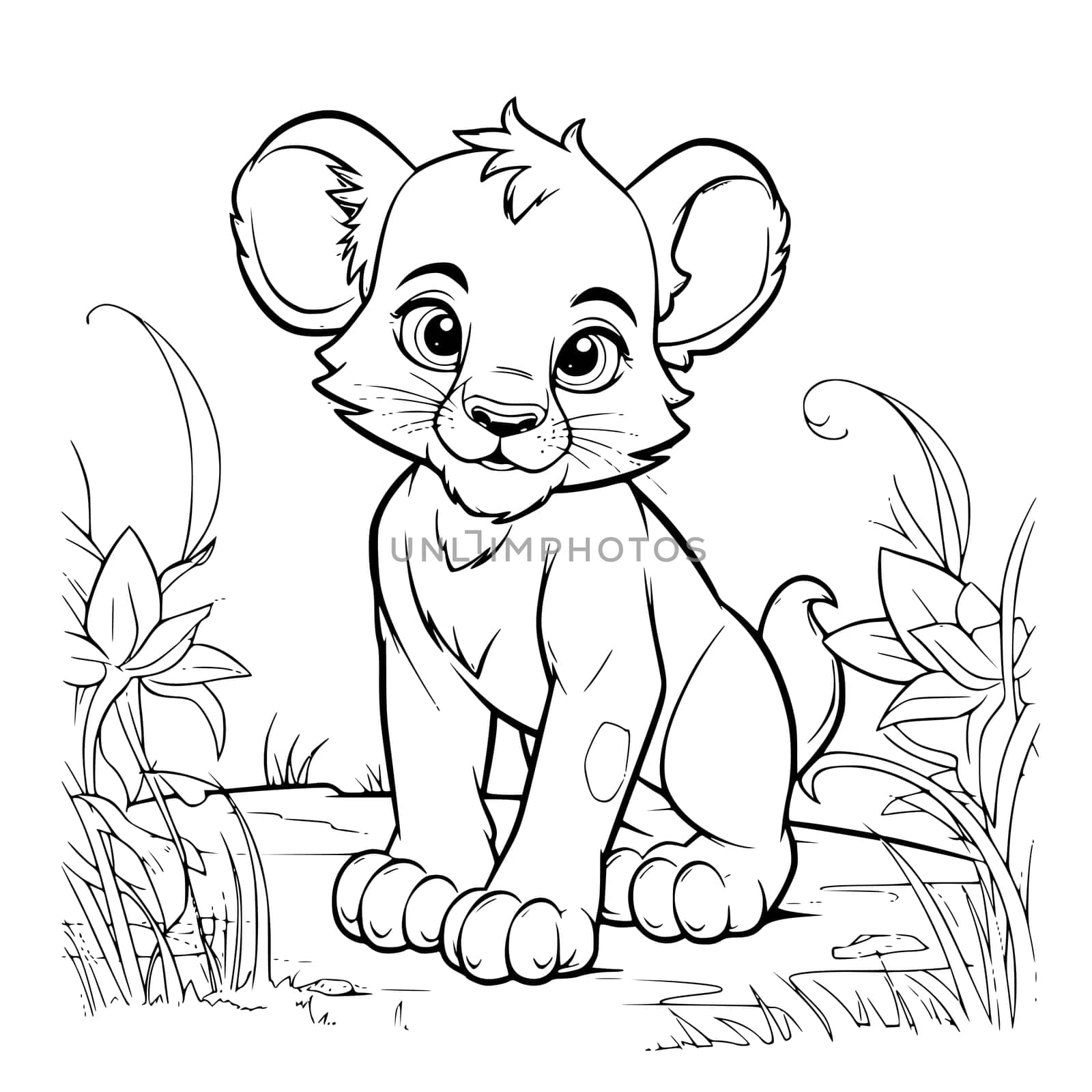 Lion cub coloring page drawing for kids