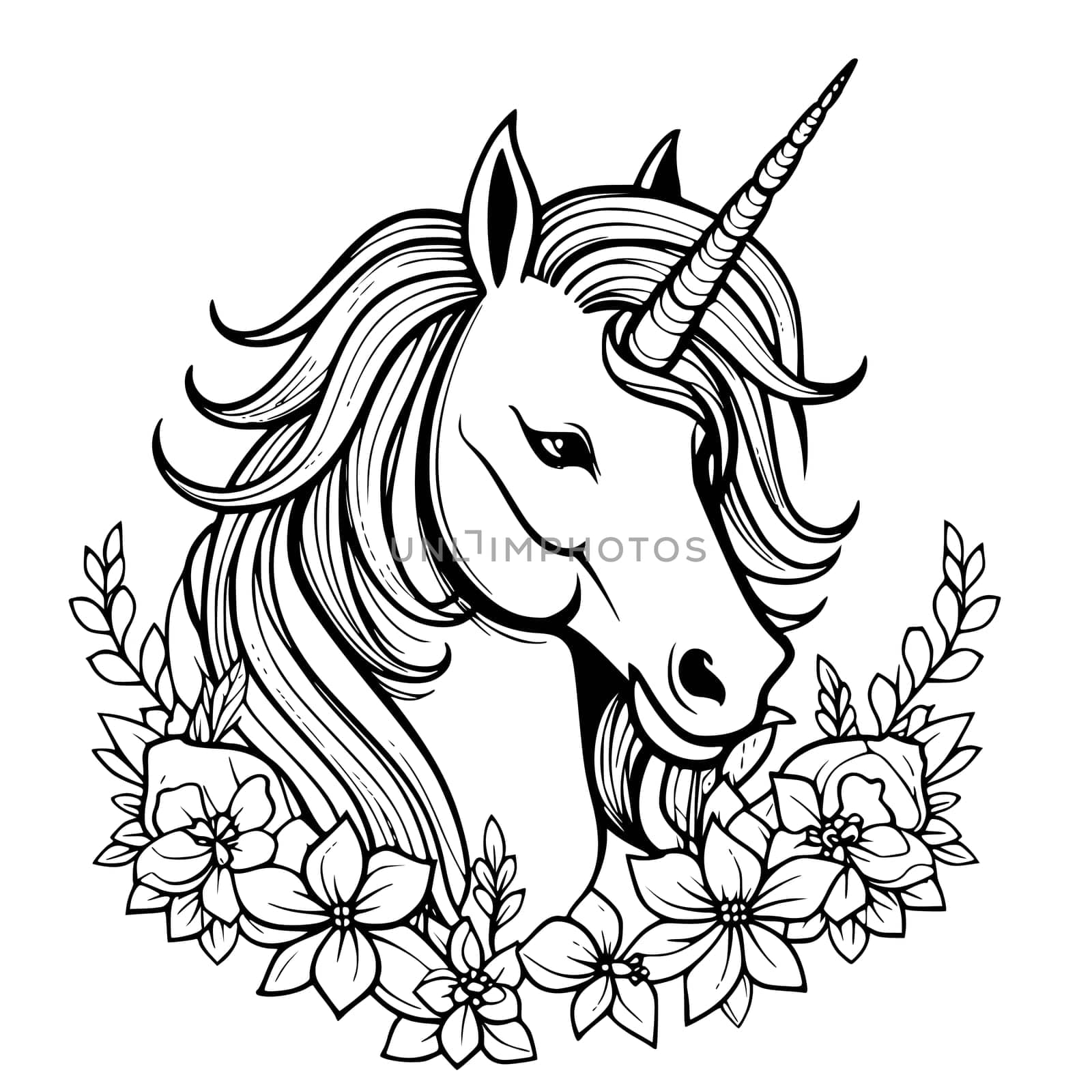 Unicorn coloring page for kids