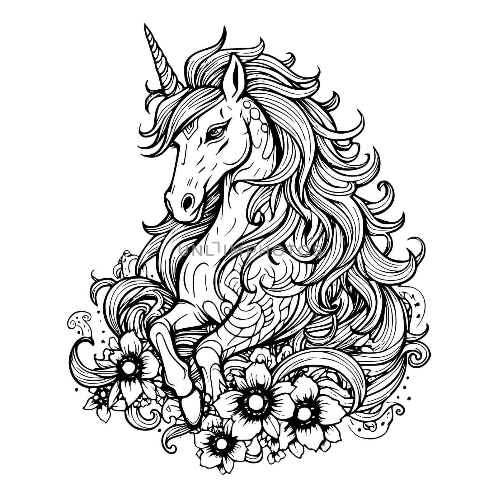Unicorn coloring page for kids