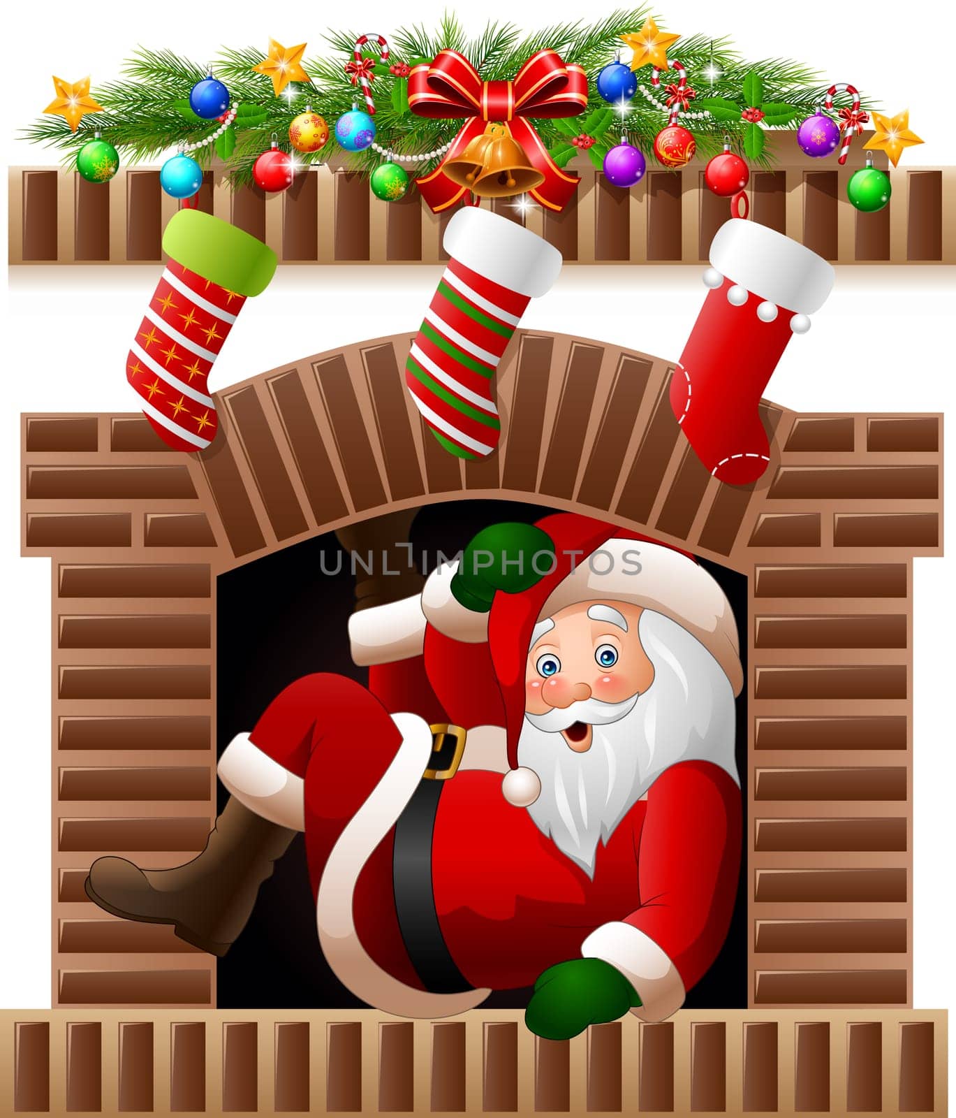 Santa Claus in the fireplace