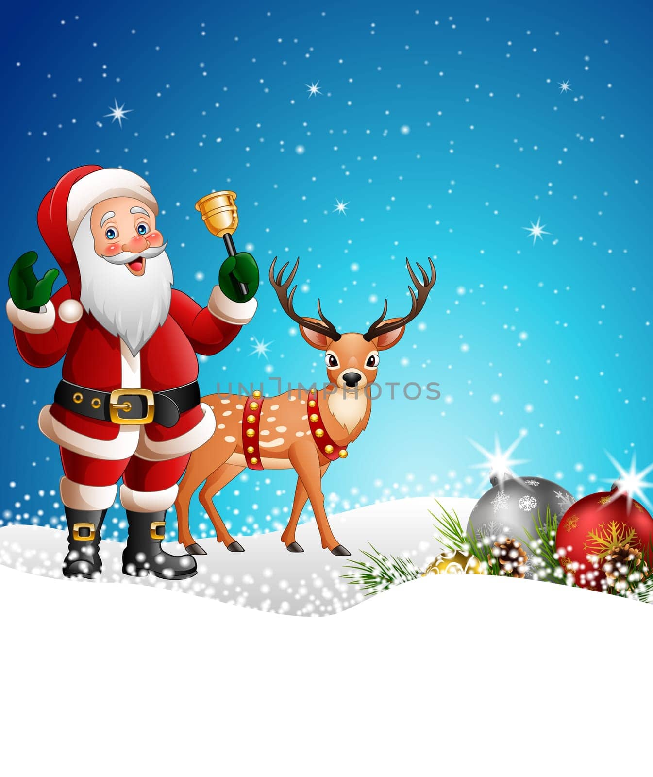 Cartoon Santa Claus ringing bell