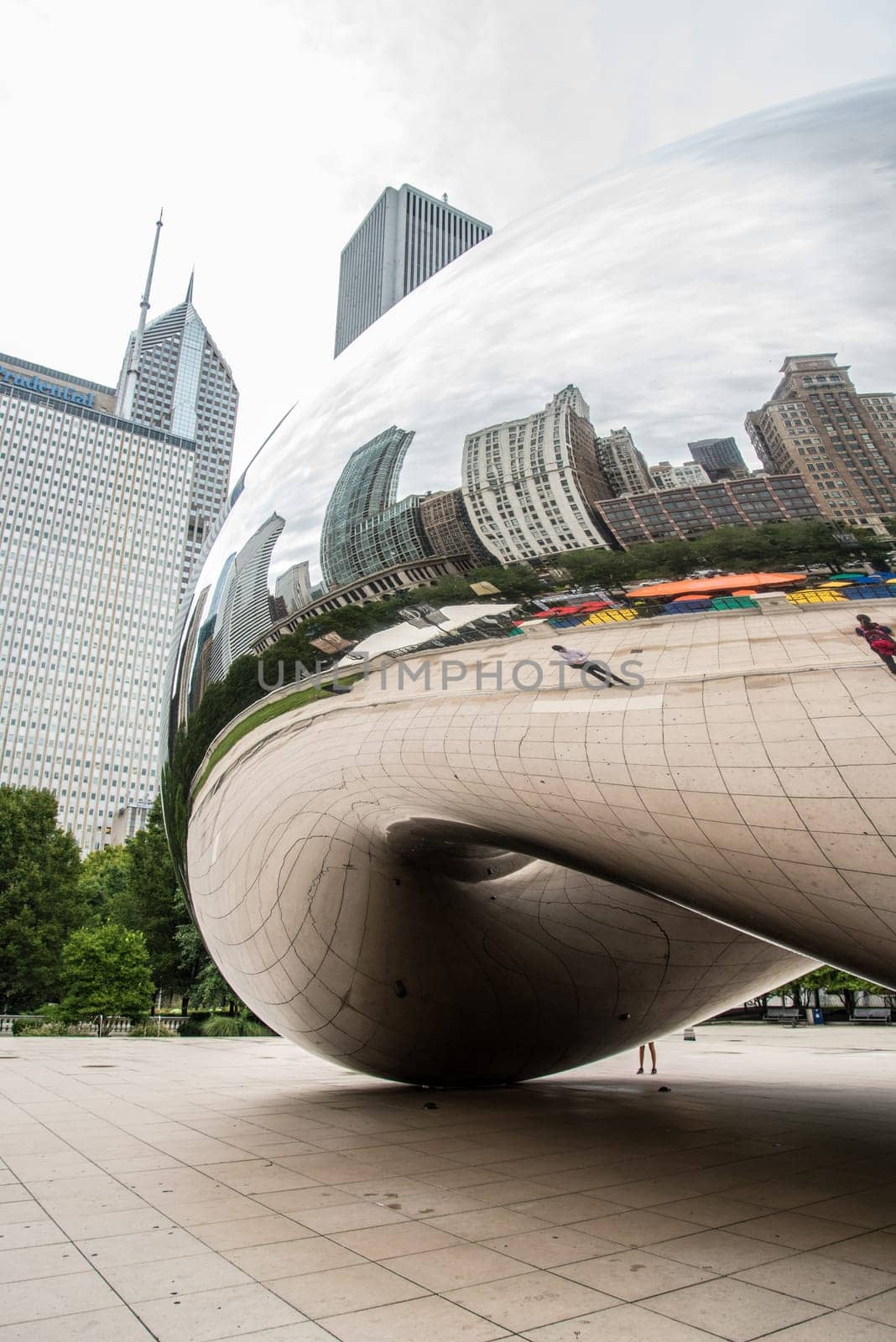CHICAGO, USA - AUGUST 29, 2019: Iconic Millennium Egg and the Chicago skyline, USA