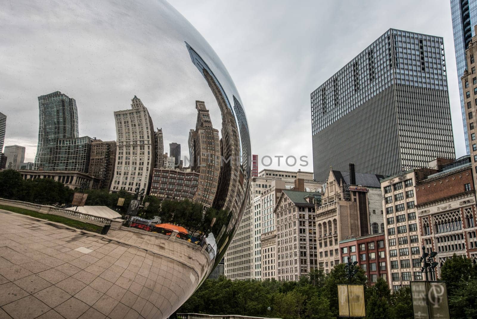CHICAGO, USA - AUGUST 29, 2019: Iconic Millennium Egg and the Chicago skyline, USA