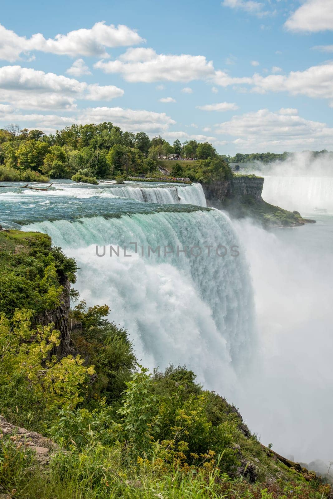 Side view of the famous American Falls of the Niagara Falls, USA