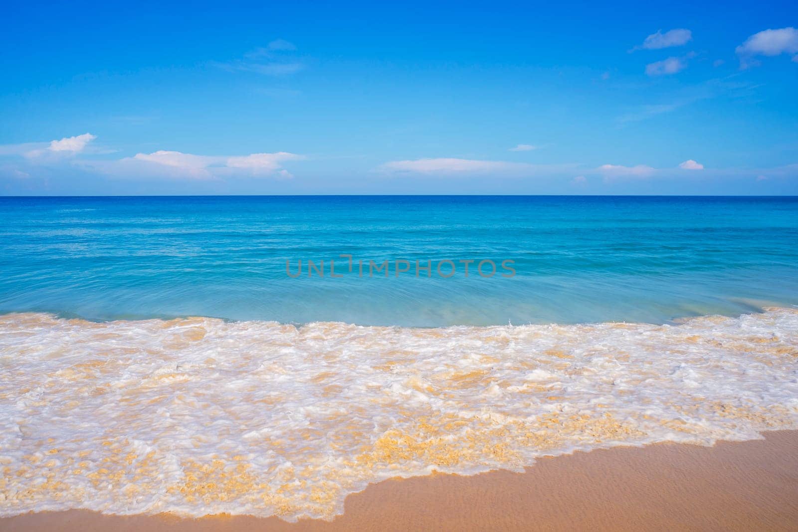 Summer and relax concept, Blue sea with beach sand landscape nature in blue sky sunshine day