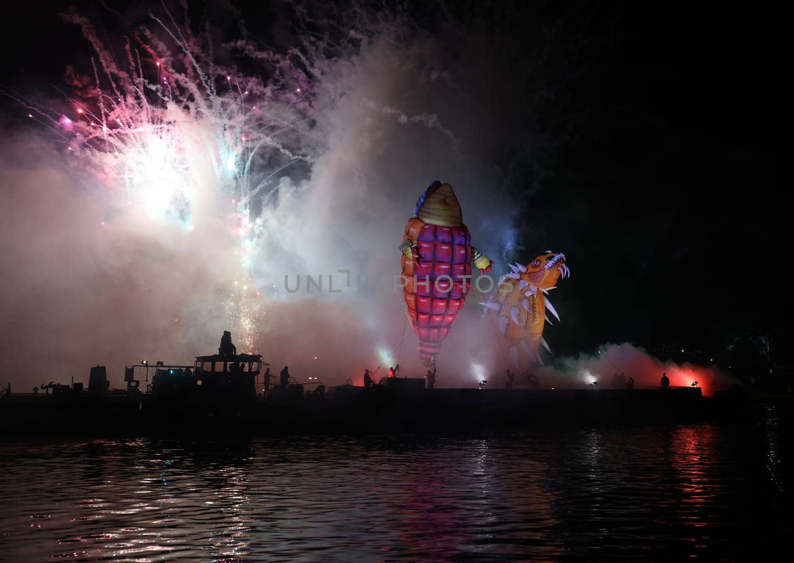 Cracow, Poland - June 4, 2022: Great Dragon Parade. The Great Outdoor Show on the Vistula River.