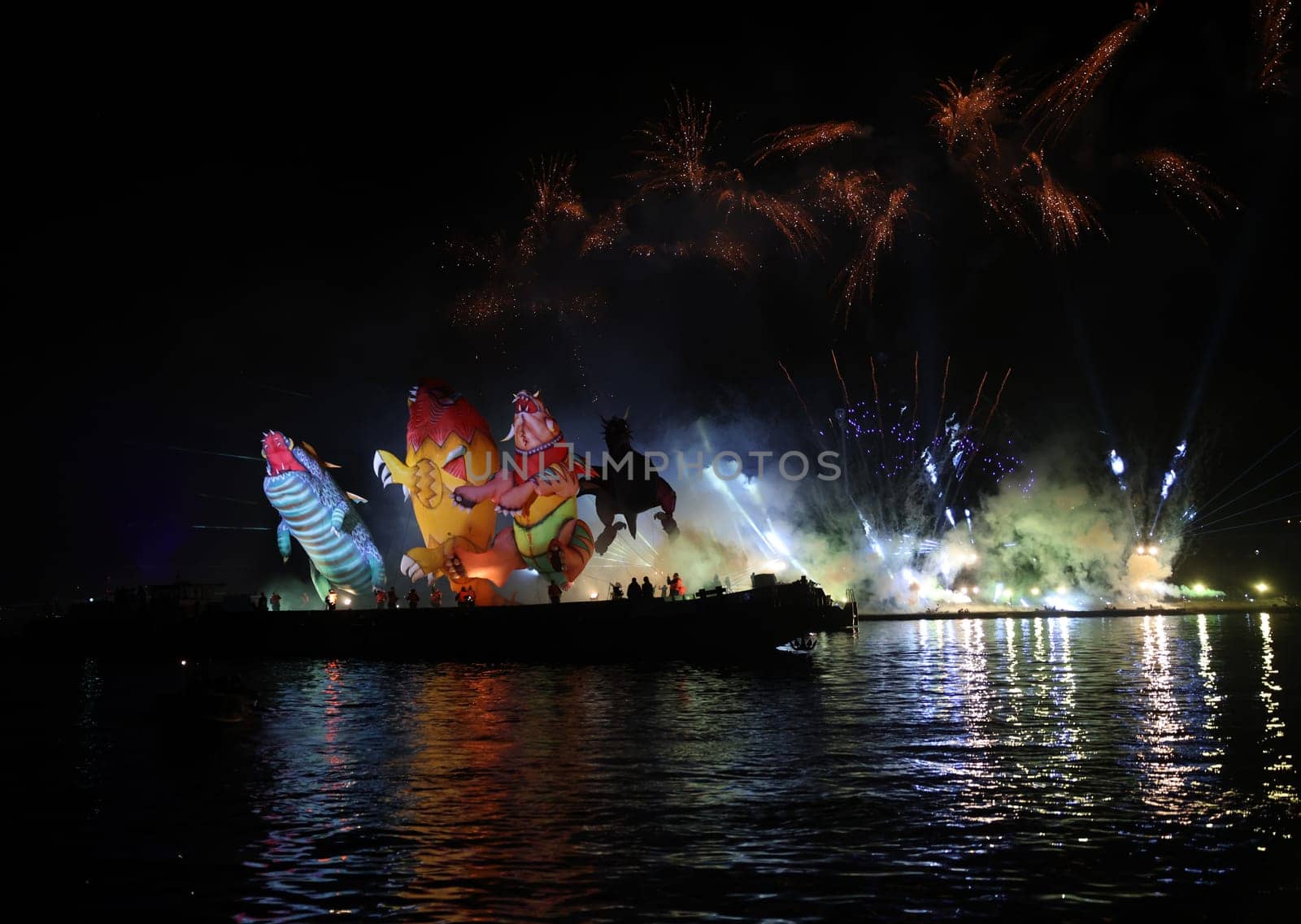 Cracow, Poland - June 4, 2022: Great Dragon Parade. The Great Outdoor Show on the Vistula River.