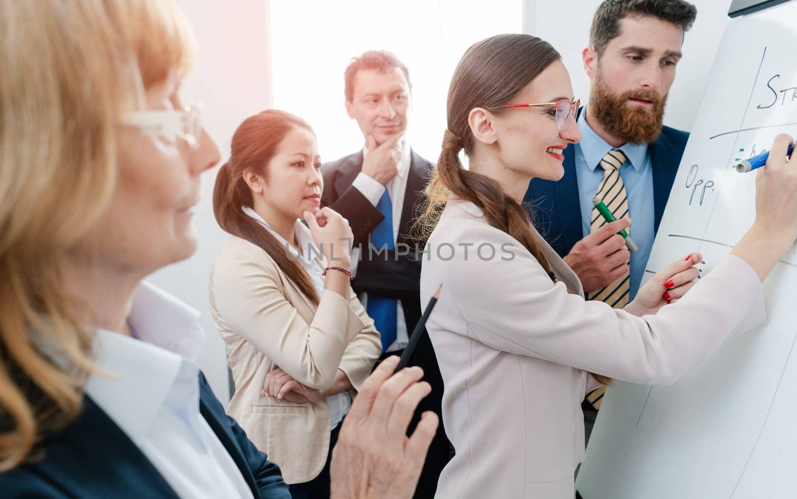 business woman analyzing the opportunities of a new project