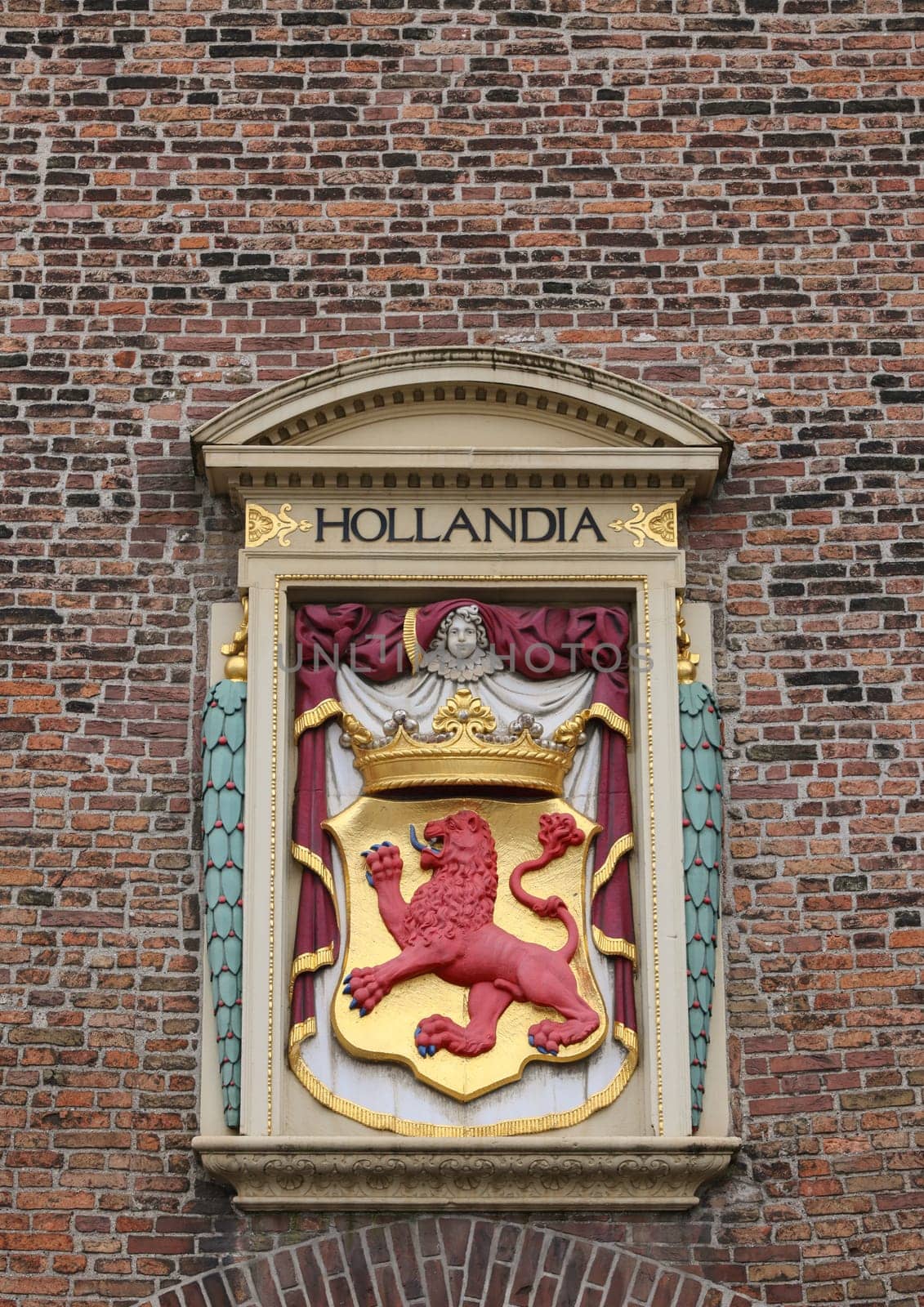 Coat of Arms on the wall The Gevangenpoort, a former gate and medieval prison on the Buitenhof in The Hague, Netherlands
