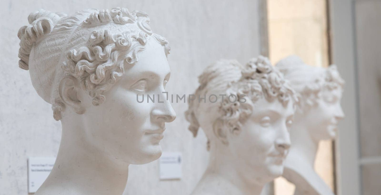 Possagno, Italy - August 2022: Antonio Canova collection. Classical sculptures in perspective, gallery of masterpieces