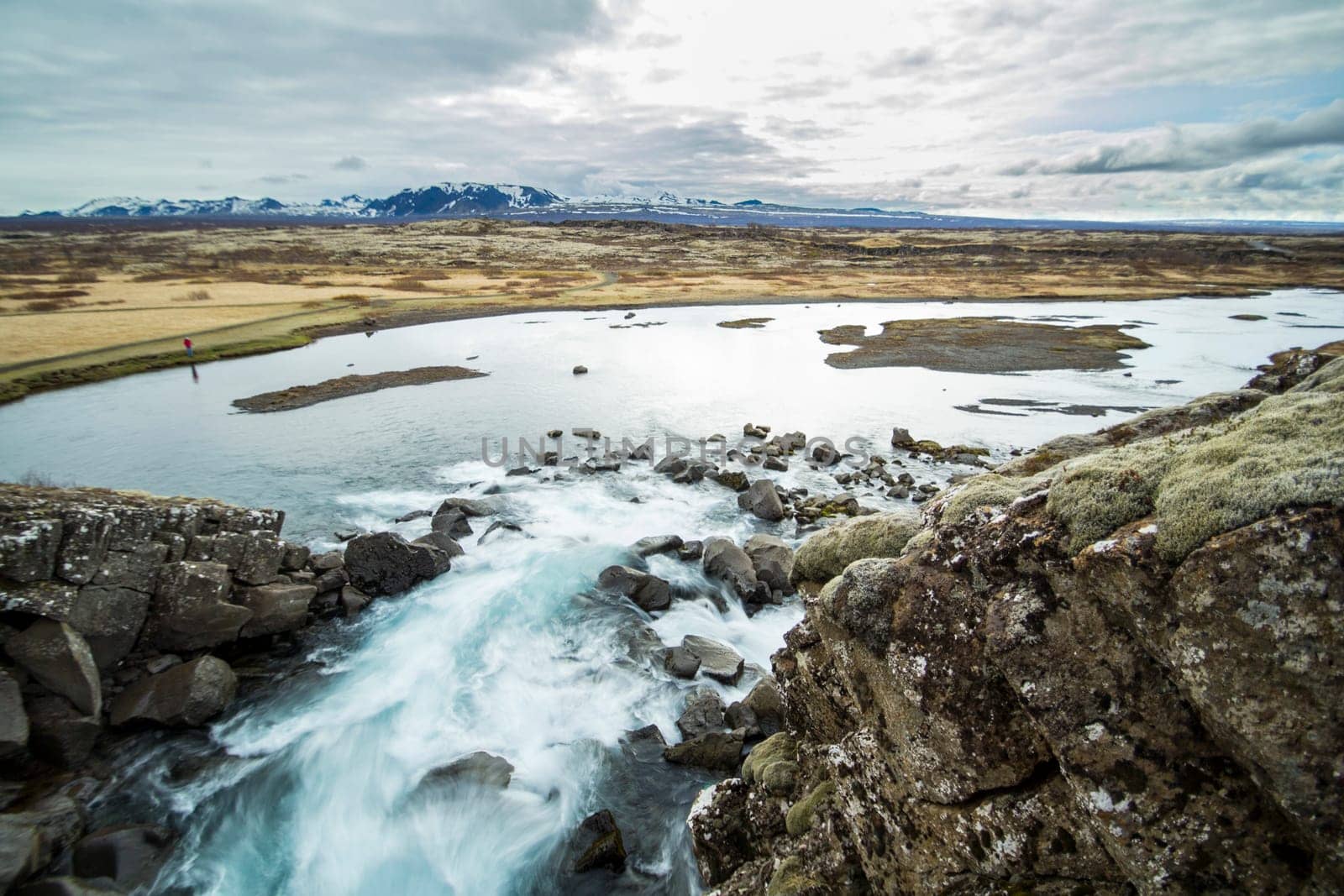 Oxararfoss and lake in Thingvellir National Park, Iceland