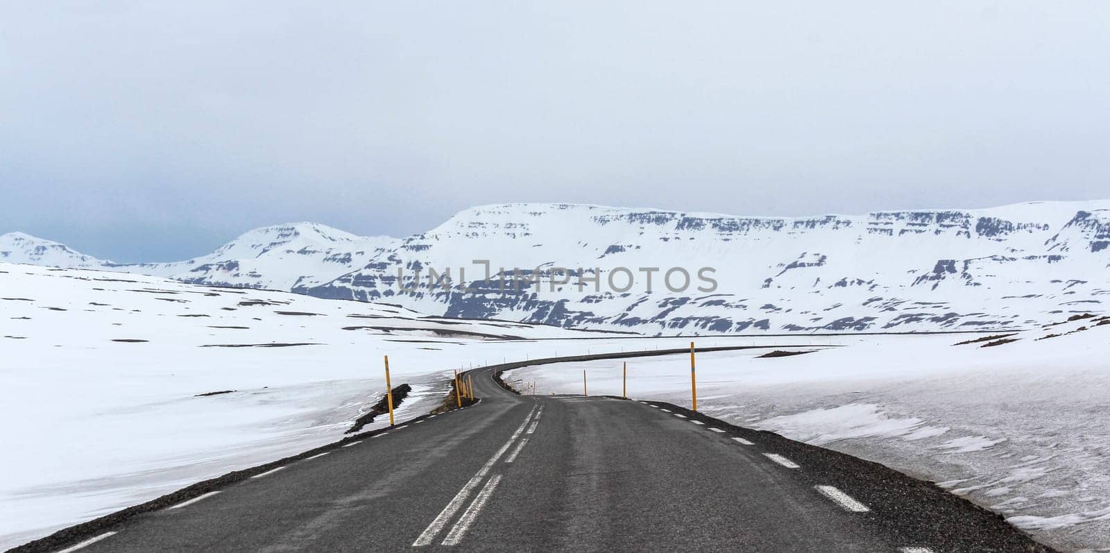 Panoramic view of road to Seydisfjordur, Iceland