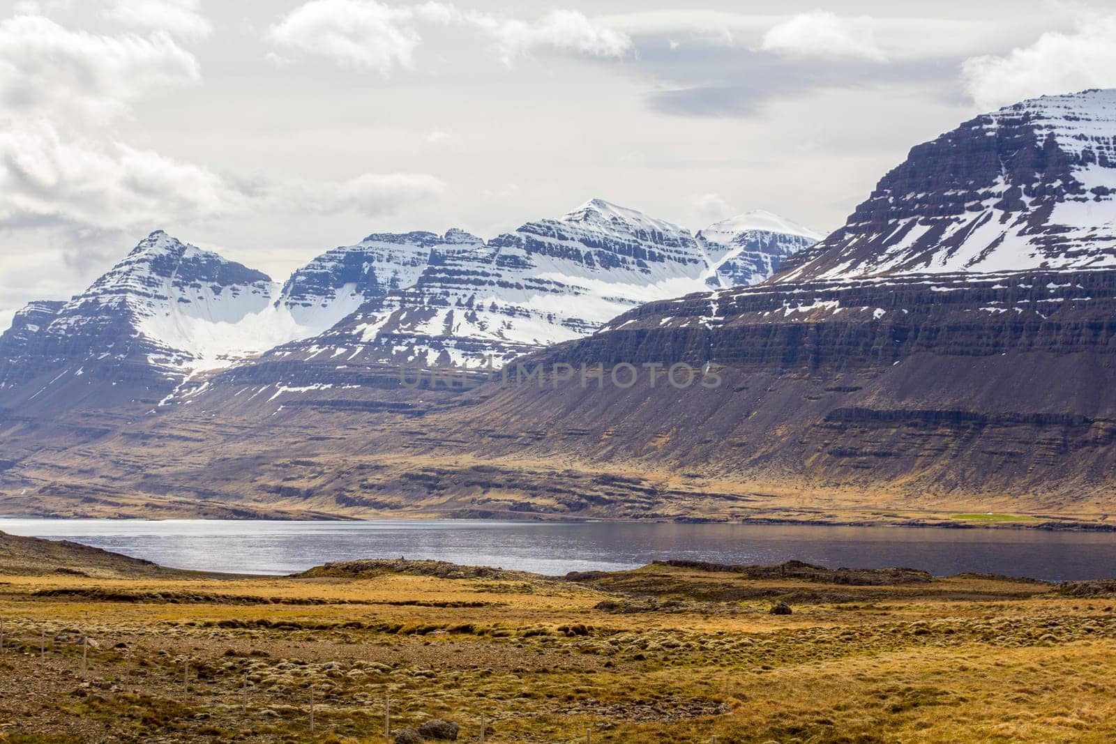 Mountain range and Fjord landscape in Iceland