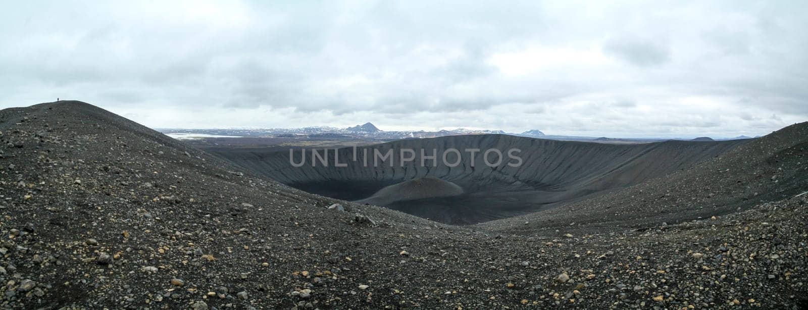 Panorama of giant Hverfjall crater in Myvatn, Iceland