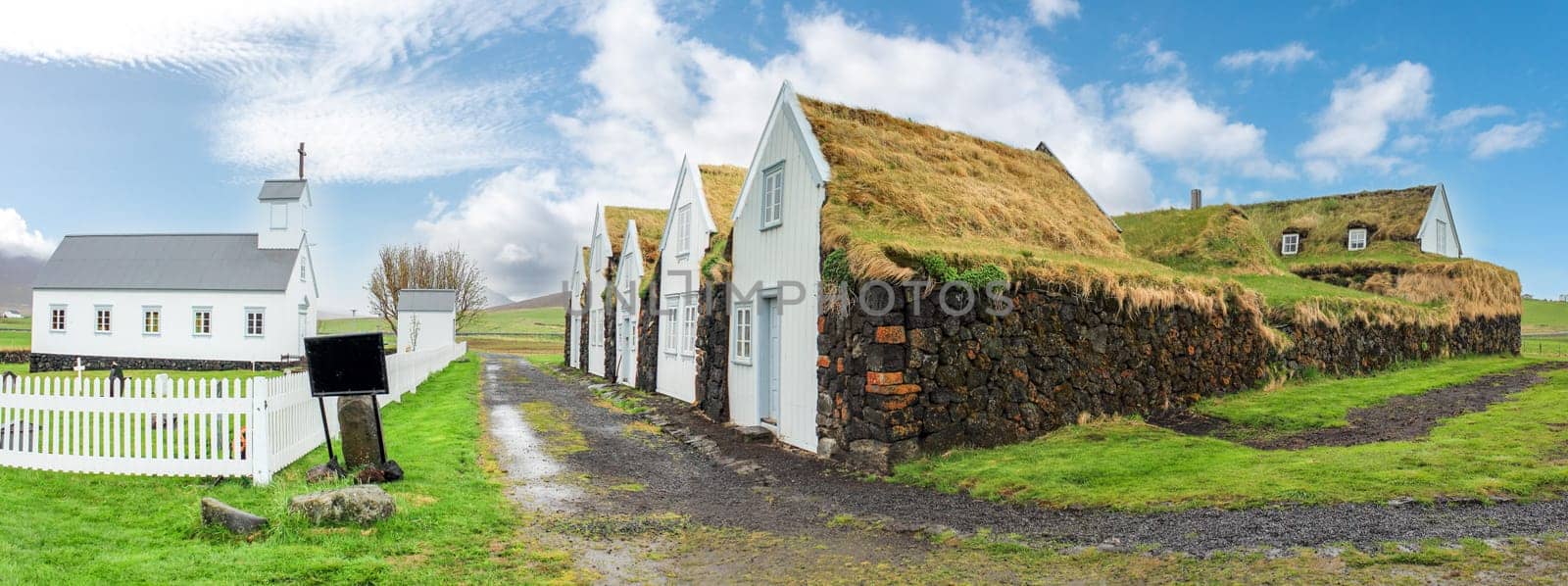 Turf houses built in traditional manner, Northern Iceland