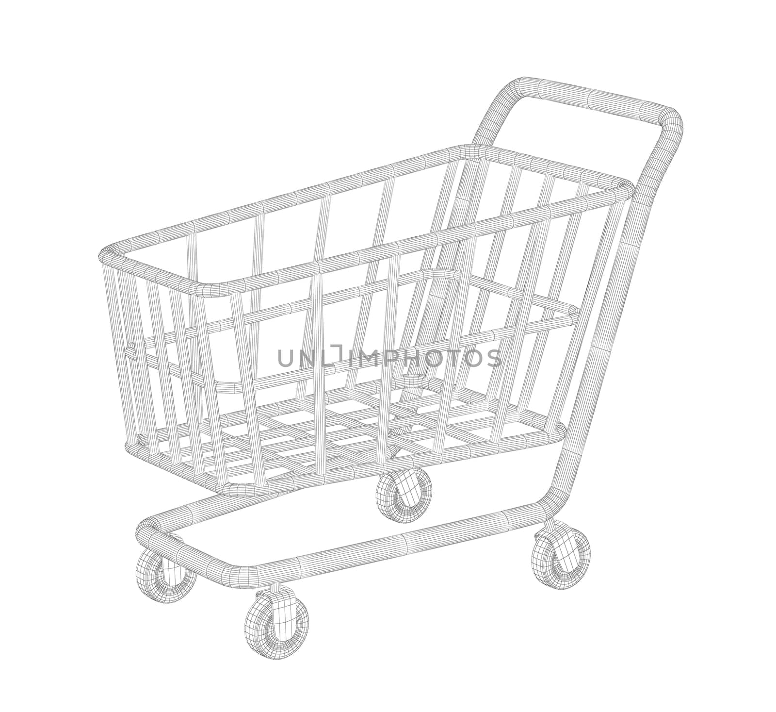 3D wire-frame model of shopping cart
