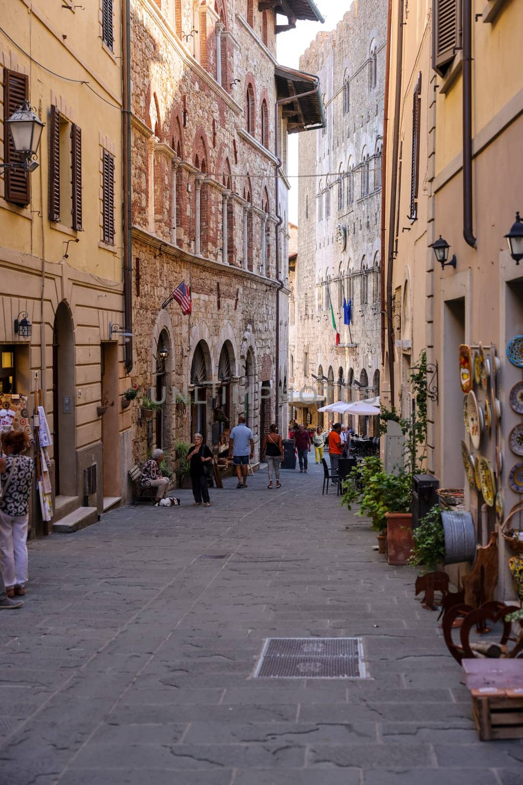 Massa Marittima, Italy - Sept 11, 2022: The old town  of Massa Marittima, also known as the Citta Slow, in Tuscany, Italy