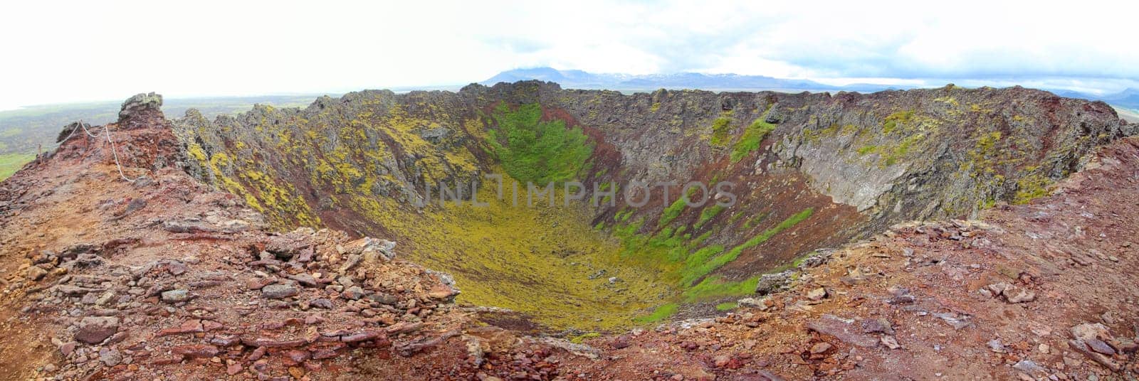 Look into crater of Eldborg volcano, Western Iceland