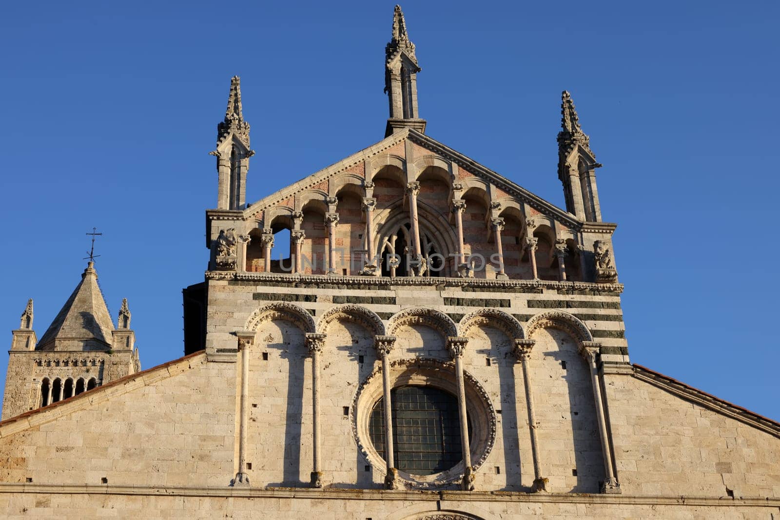 The Cathedral of Saint Cerbonius with Bell tower at the Garibaldi square in Massa Marittima. Italy
