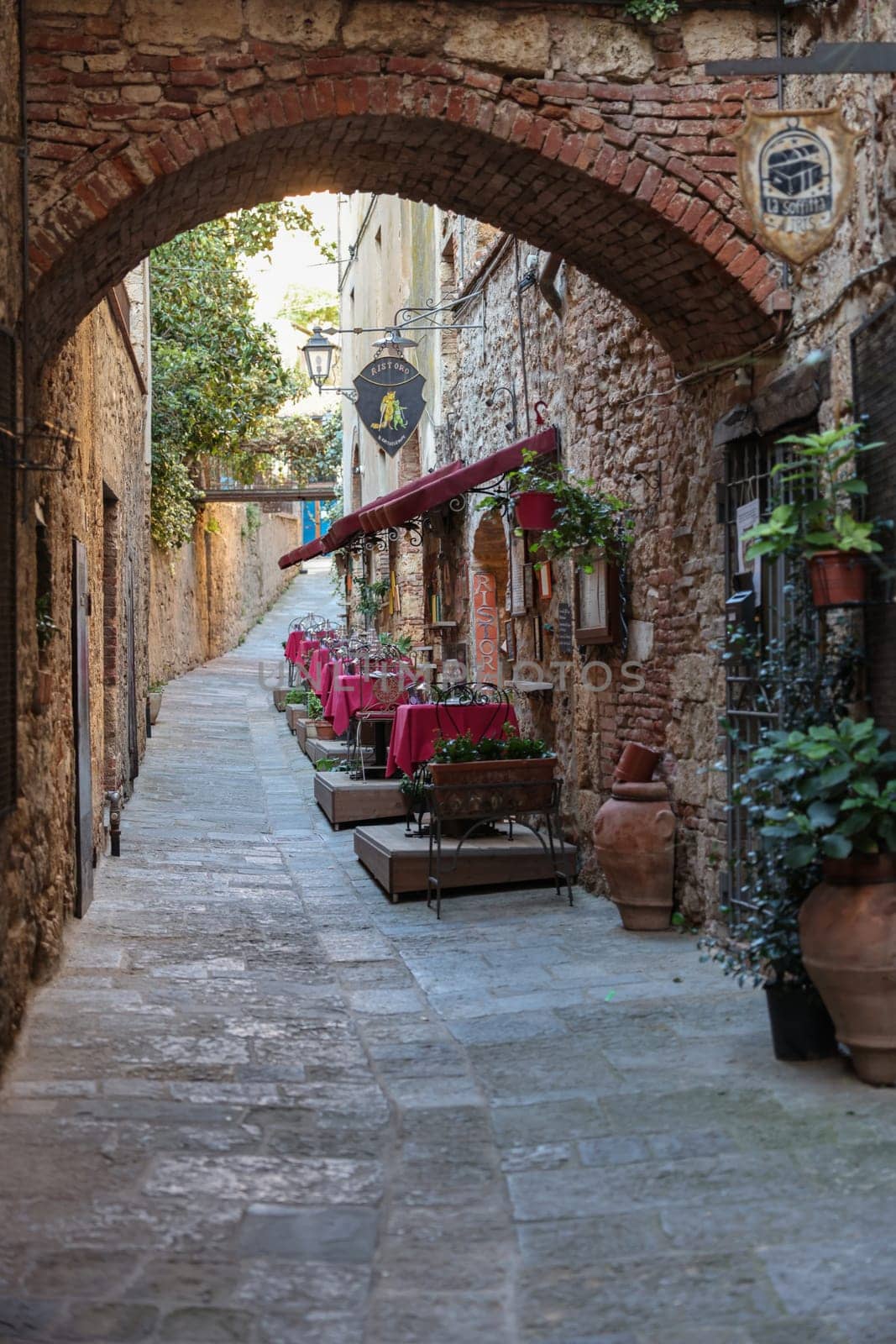 Massa Marittima, Italy - Sept 11, 2022: The old town  of Massa Marittima, also known as the Citta Slow, in Tuscany, Italy
