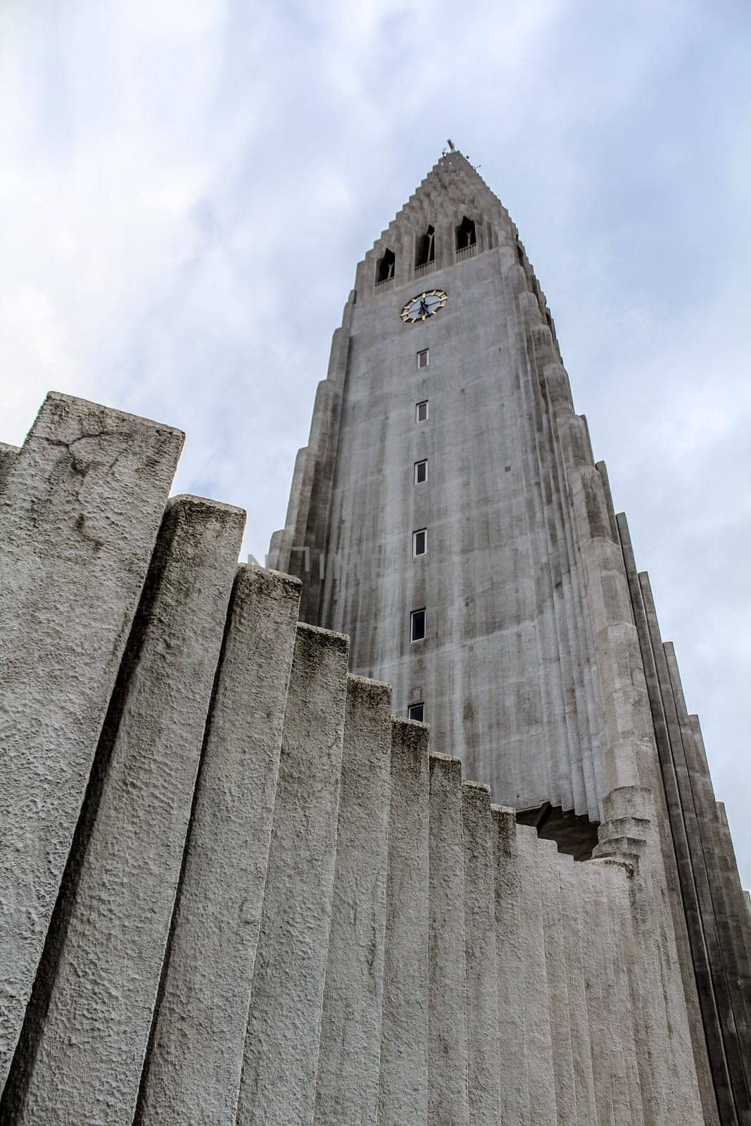 Steeple of Hallgrimskirkja cathedral in Reykjavik, Iceland