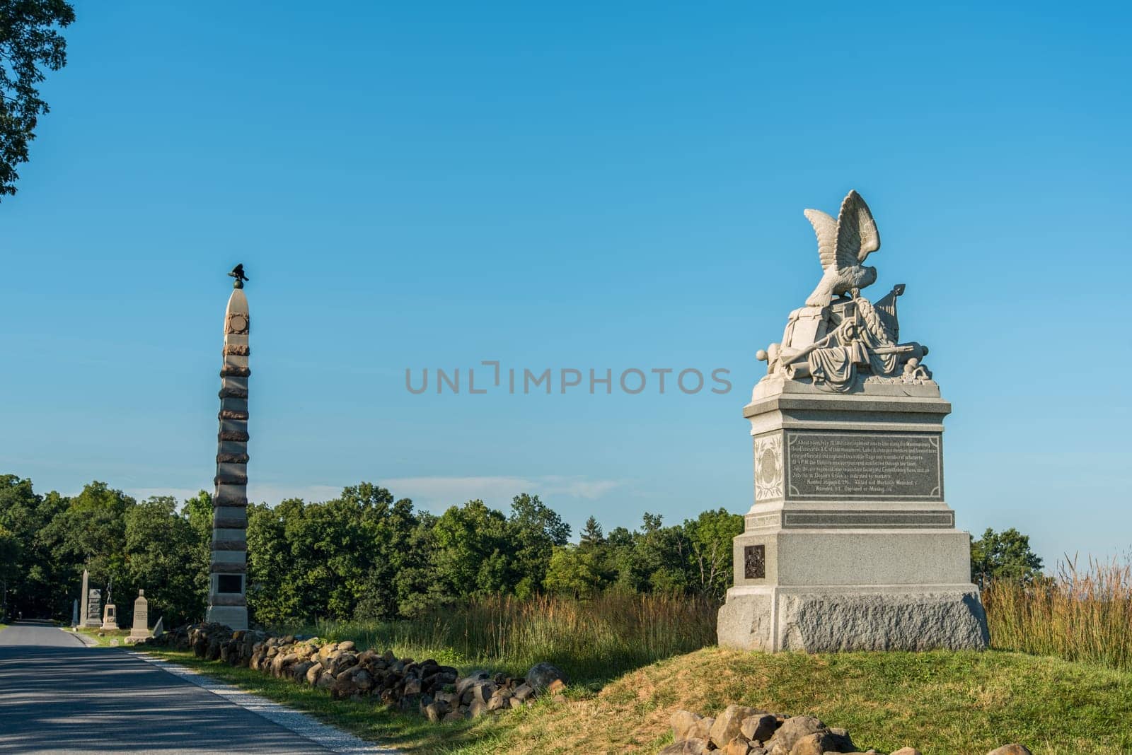 Monuments remembering the battle of Gettysburg, USA