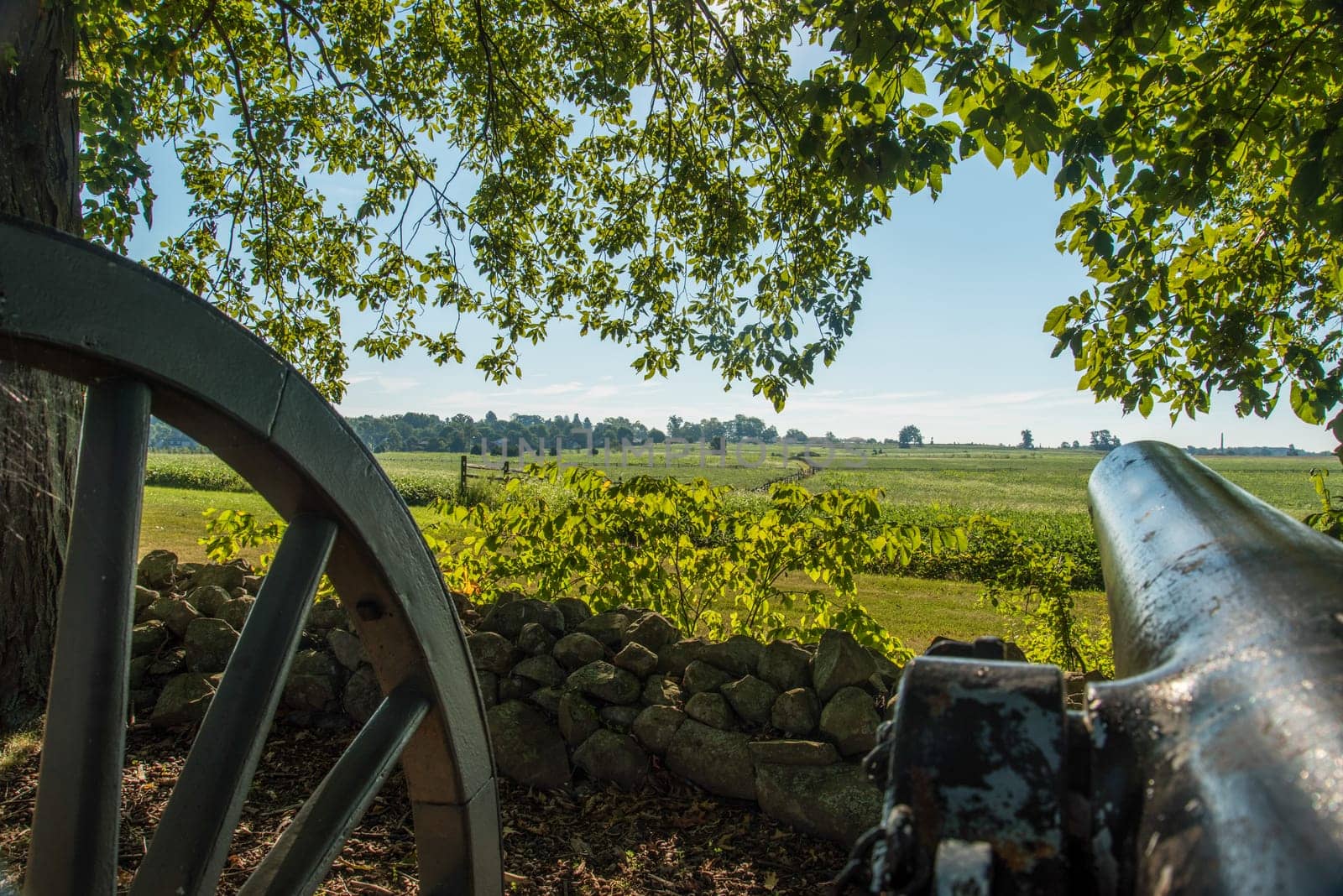 Canon aiming at a battlefield of Gettysburg, USA